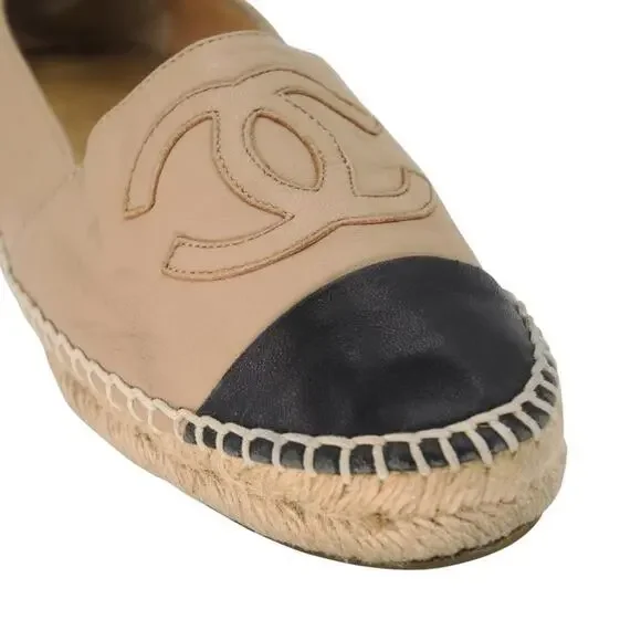 Chanel Embroidered Espadrille 37 Leather CC Cap Toe Flats CC-0803N-0007 - Picture 8 of 11